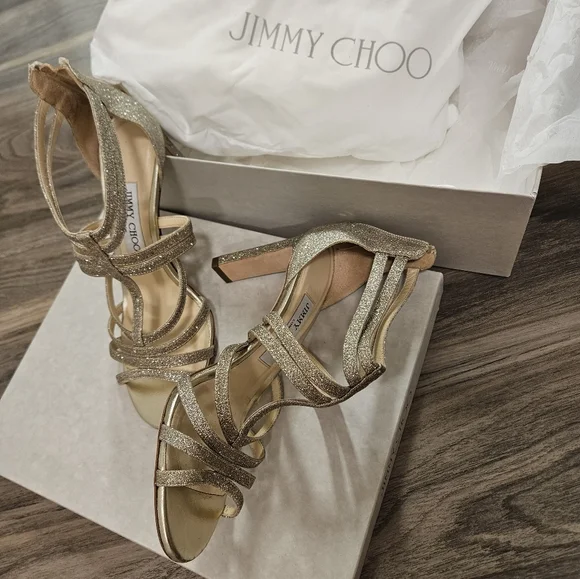 Jimmy Choo Selina 85 Dusty Glitter High Heel - Picture 4 of 13